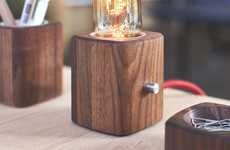 Old-Fashioned Wooden Desk Lamps
