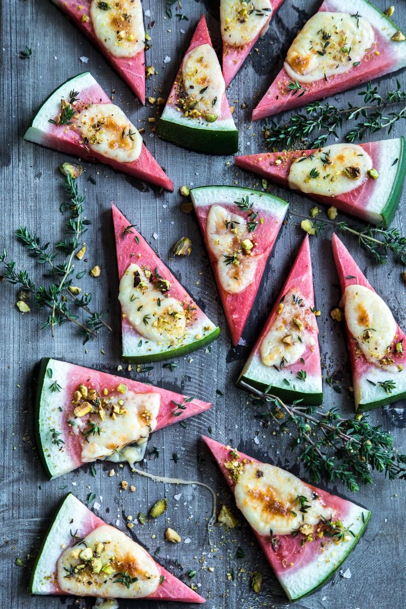 Cheesy Watermelon Pizzas