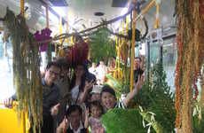 Greenery-Adorned City Buses