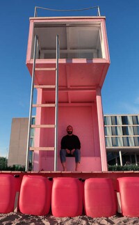 Satirical Pink Lifeguard Stands Image 2