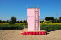 Satirical Pink Lifeguard Stands Image 4