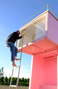 Satirical Pink Lifeguard Stands Image 5