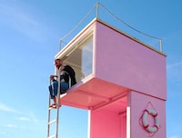 Satirical Pink Lifeguard Stands Image 6