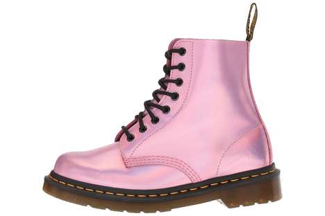 Metallic Leather Combat Boots