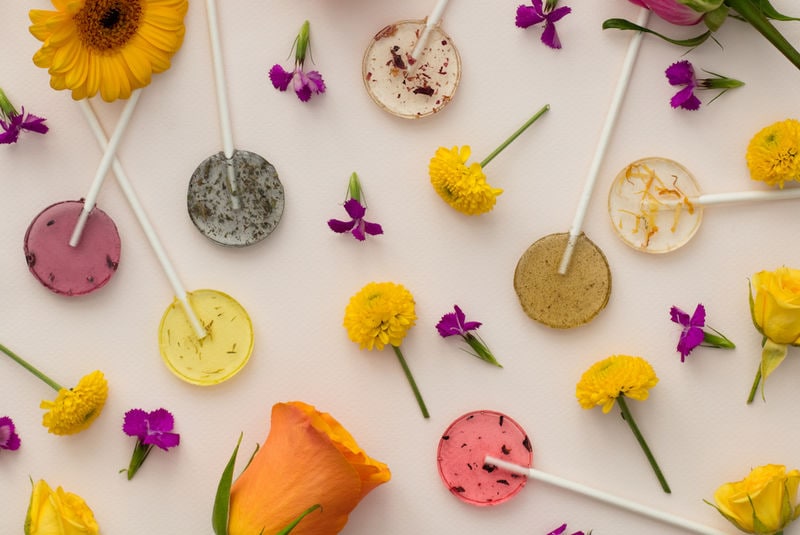 Floral Seed-Embedded Lollipops