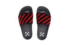 Red-Stripped Terry Cloth Slides