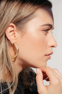 Gold Bamboo Earrings Image 3