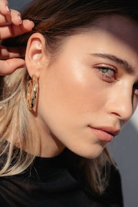 Gold Bamboo Earrings Image 4