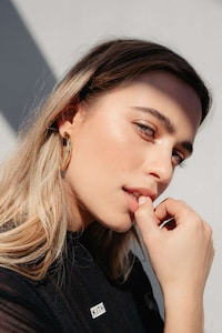 Gold Bamboo Earrings Image 5