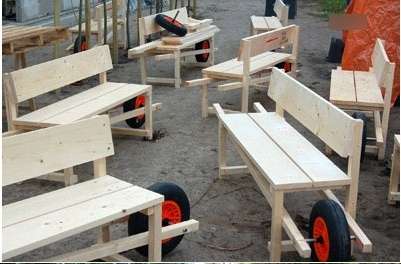 DIY Wheelbarrow Benches