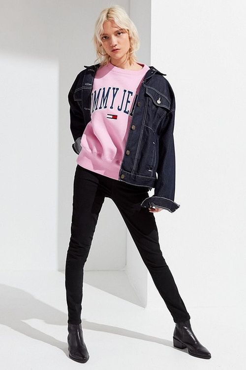Pink Logo Crewneck Sweaters