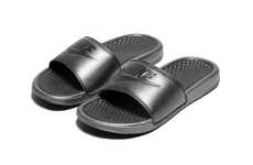 Athletic Metallic Black Slides