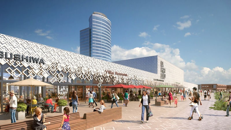 Partly Transparent Urban Shopping Centers