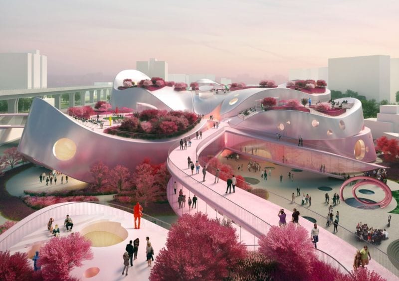 Pink Nature-Centered Museum Architecture