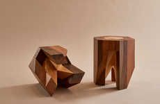 Puzzle-Like Wooden Stools