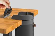 Workstation-Affixed Refuse Bins