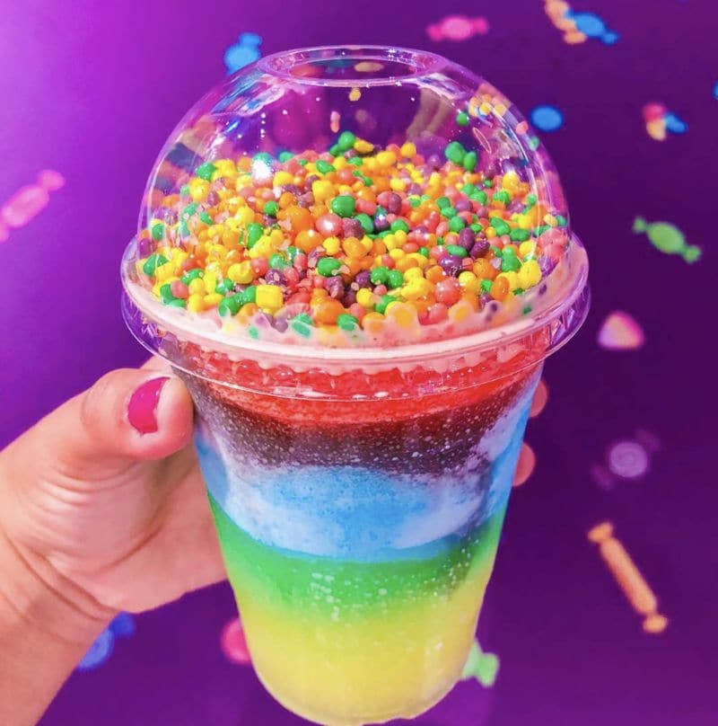 Rainbow Candy-Topped Slushies