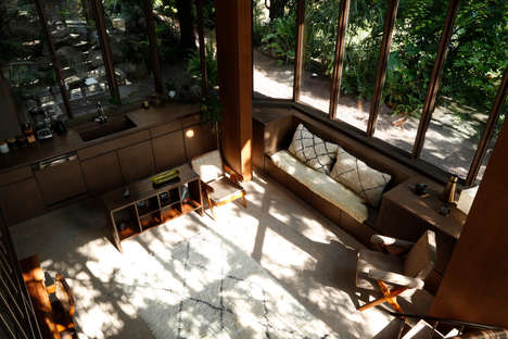 Greenery-Submerged Cedar-Clad Homes