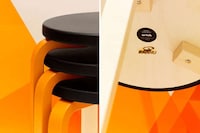 Vibrant Birch Wood Stools Image 2