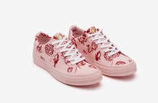 Fur-Heeled Screen-Printed Sneakers