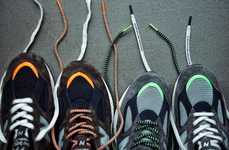 Fluorescent-Accented Nubuck Sneakers