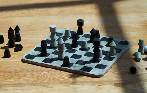 Brutalist Concrete Chess Sets