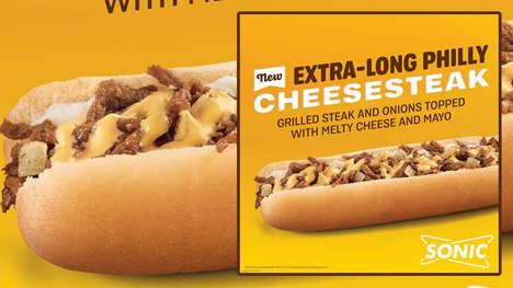 Elongated Philly Cheesesteak Sandwiches