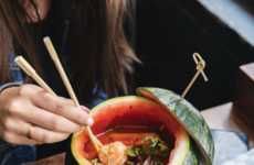 Noodle-Filled Watermelon Bowls