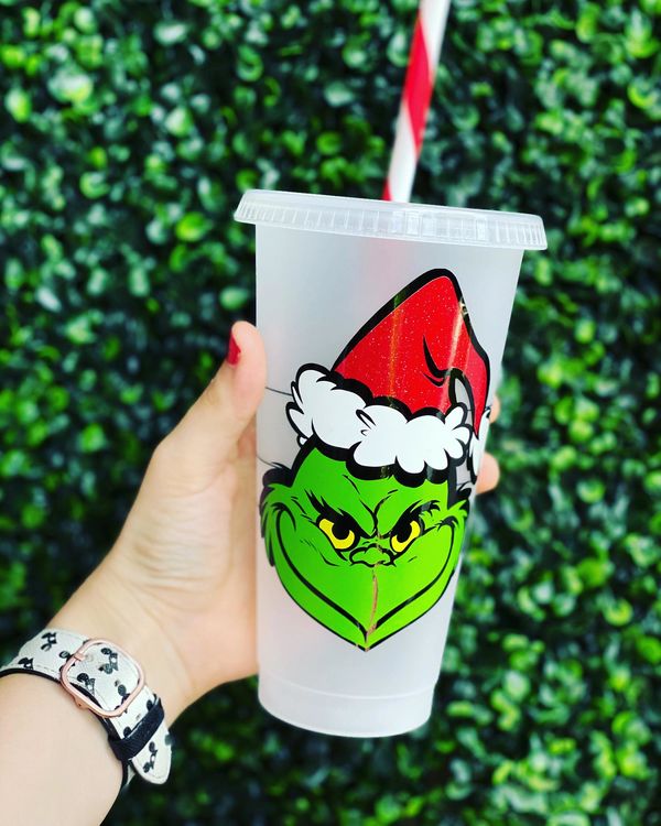 Resting Grinch Face Custom Cold Cup Christmas Cup