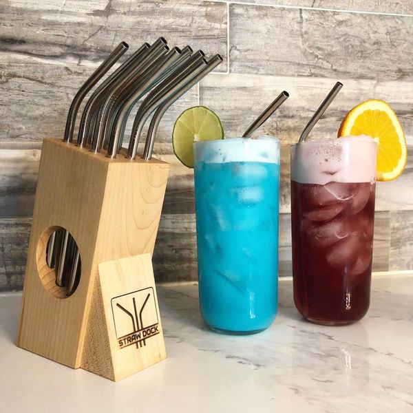 Straw Dock - Reusable Stainless Steel Straw Holder