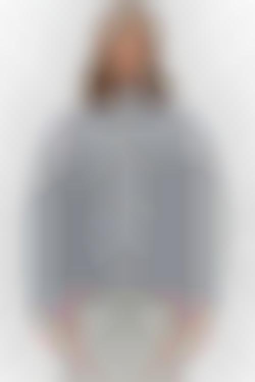 grey jacket with white strings