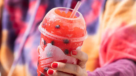 Candy-Studded Strawberry Slushies