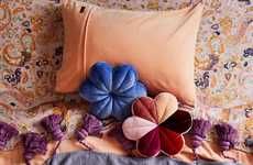 Flower-Shaped Velvet Cushions