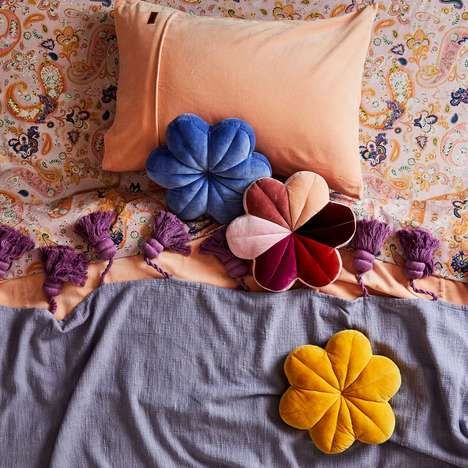 Flower-Shaped Velvet Cushions