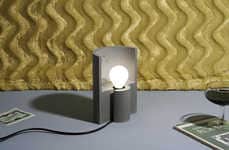 Crescent-Shaped Cement Lamps