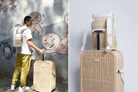 Woven Basket-Like Suitcases