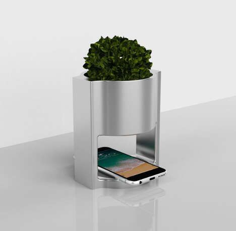 Device-Charging Desktop Planters
