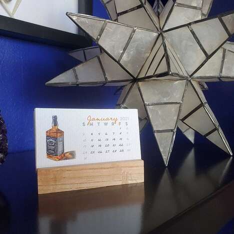 Mini Watercolor Alcohol-Themed Calendars