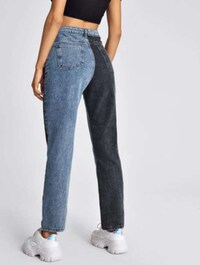Two-Toned Straight Leg Jeans Image 2