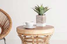 Rustic Rattan Side Tables