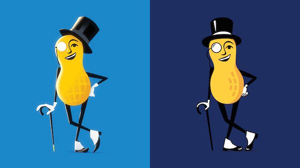 Mr. peanut with suit and cane in cartoon style, high definition on Craiyon