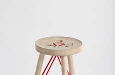 Tension-Held Wooden Stools