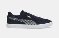 Patterned Logo Suede Sneakers