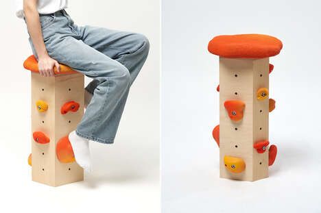 Climbing Grip-Equipped Stools