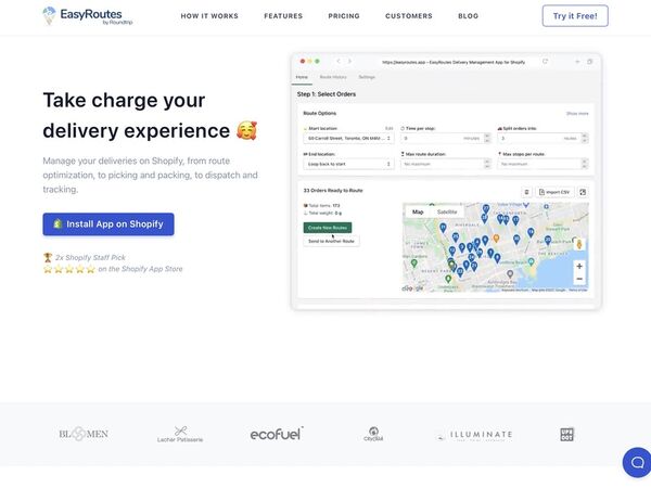 EasyRoutes Local Delivery — Best Route Planner for Shopify