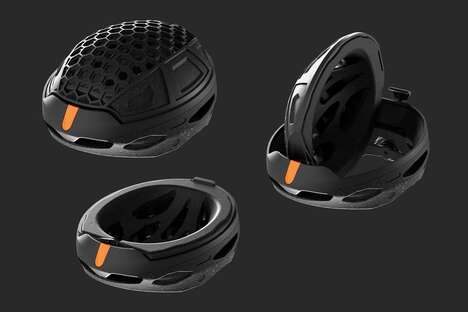 Collapsible Space-Saving Cyclist Helmets