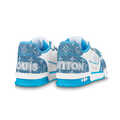 Luxury Denim Sneakers - Louis Vuitton Releases New Bold Blue Denim 'LV Trainer Sneaker' (TrendHunter.com)