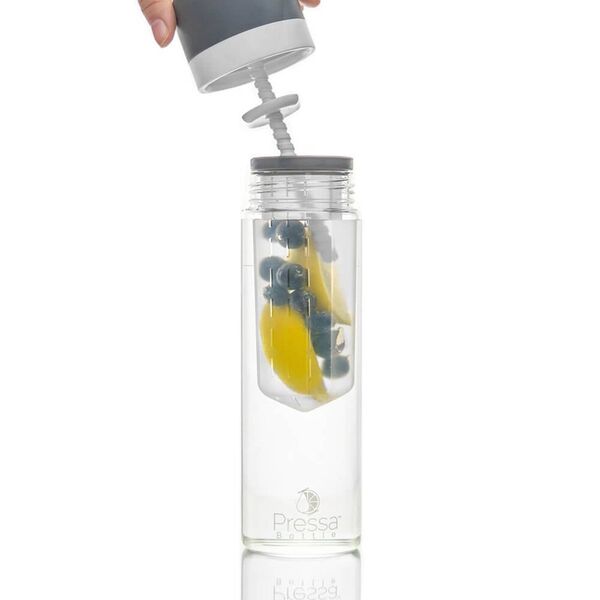 Pressa Bottle Squeeze System Fruit Infused Glass Water Bottle Infuser BPA Free 24 Oz 
