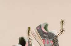 Floral-Adorned Blush Sneakers