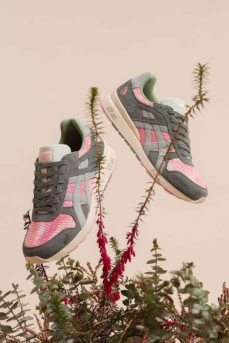Floral-Adorned Blush Sneakers
